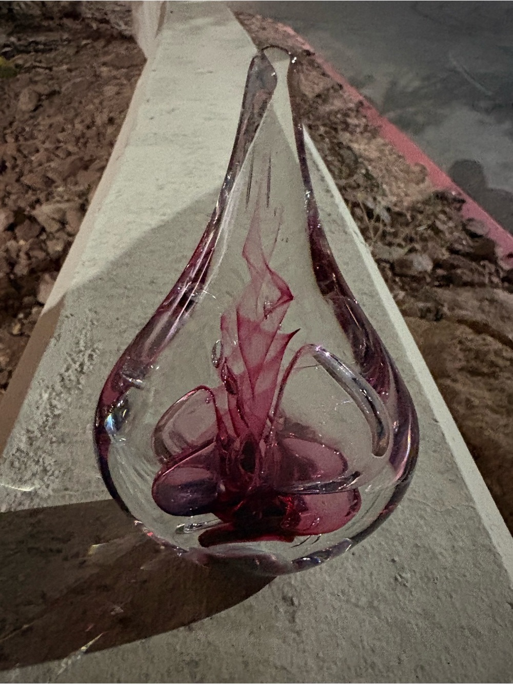 Marian Pyrcak Teardrop Paperweight Glass Art Sculpture Blown Glass Art Signed MP